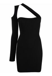 ADAMO ribbed asymmetric mini dress - Nero