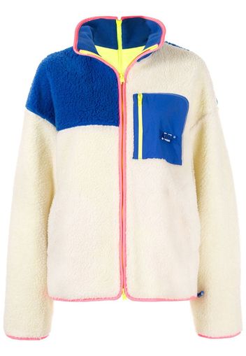 Color blocked oversize shearling jumper