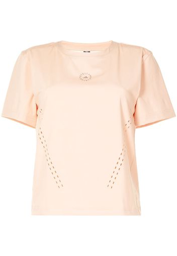 adidas by Stella McCartney logo-print short-sleeve performance top - Rosa