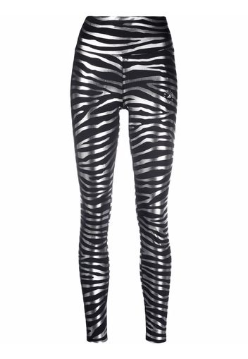 adidas by Stella McCartney zebra-print training leggings - Nero