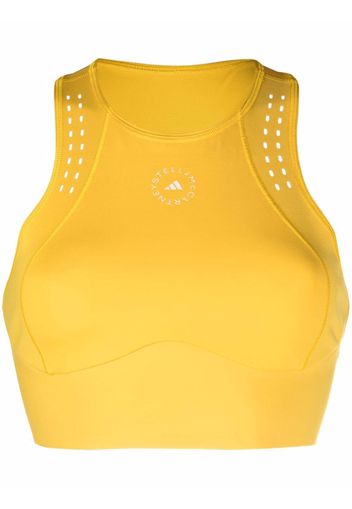 adidas by Stella McCartney cut-out detailing logo print compression bra - Giallo