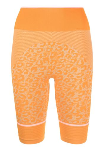 adidas by Stella McCartney leopard-print seamless cycling shorts - Arancione