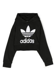 adidas Kids trefoil-logo cropped hoodie - Nero