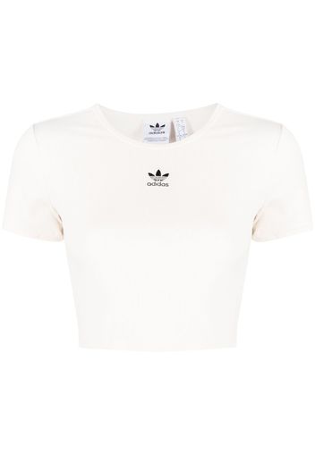 adidas trefoil-embroidered cropped top - Bianco