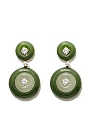 adidas 18kt yellow gold jade and diamond drop earrings - Oro