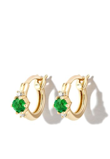 Adina Reyter 14kt yellow gold emerald diamond huggie hoop earrings