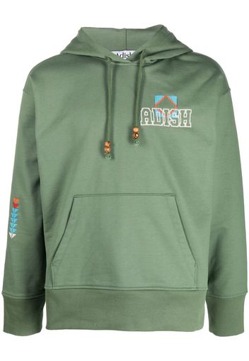 Adish chest logo-print detail hoodie - Verde