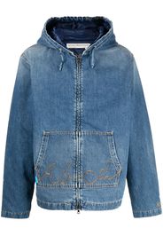 Advisory Board Crystals embroidered-logo denim hooded jacket - Blu