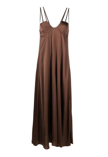 AERON U-neck satin maxi dress - Marrone