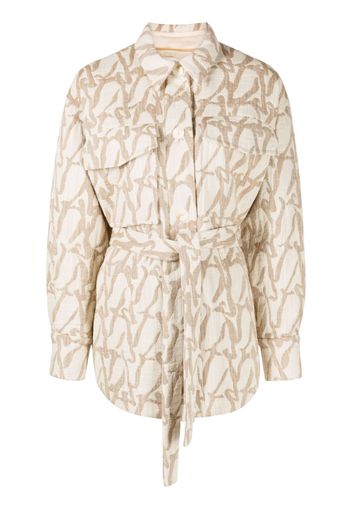 AERON A monogram-jacquard wrap jacket - Toni neutri