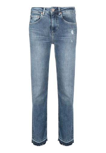 AG Jeans Girlfriend distressed tapered jeans - Blu