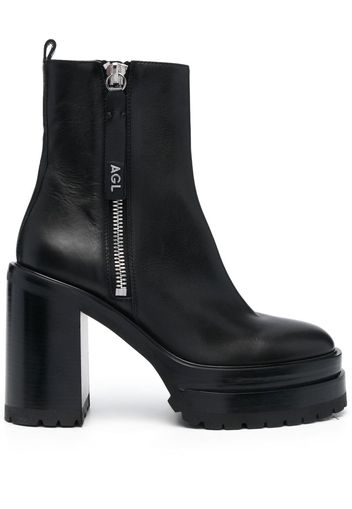 AGL 120mm zip-up leather boots - Nero