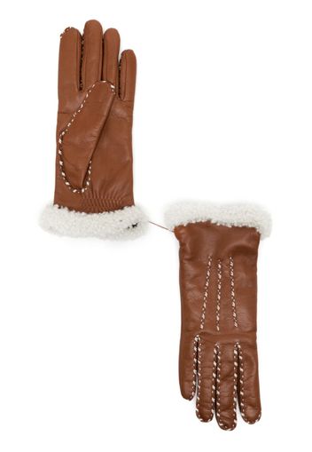 Agnelle Marie Louise shearling gloves - Marrone