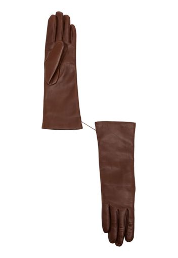 Agnelle Christina long leather gloves - Marrone