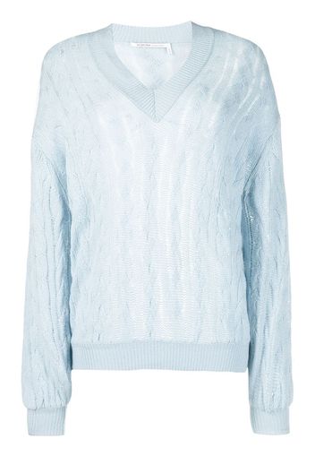 Agnona cable-knit V-neck cashmere jumper - Blu