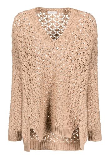 Agnona V-neck woven jumper - Marrone