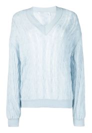 Agnona cable-knit V-neck cashmere jumper - Blu