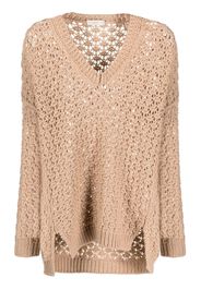 Agnona V-neck woven jumper - Marrone