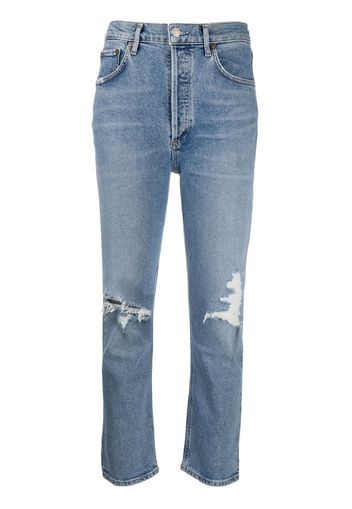 ripped high-rise cropped jeans