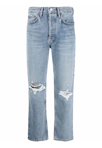 AGOLDE Fen distressed straight-leg jeans - Blu