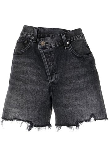 AGOLDE asymmetric raw-cut shorts - Nero