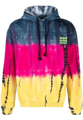 AGR tie-dye print cotton hoodie - Blu