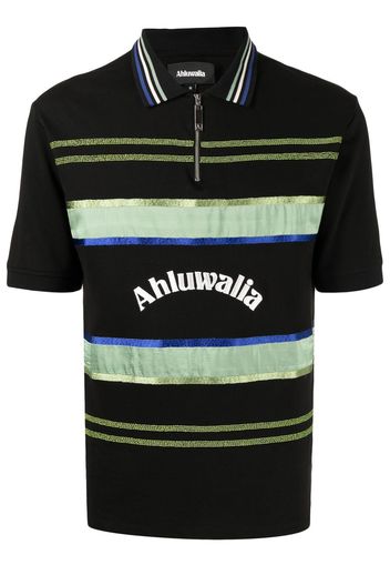 Ahluwalia logo-print zip-up polo shirt - Nero