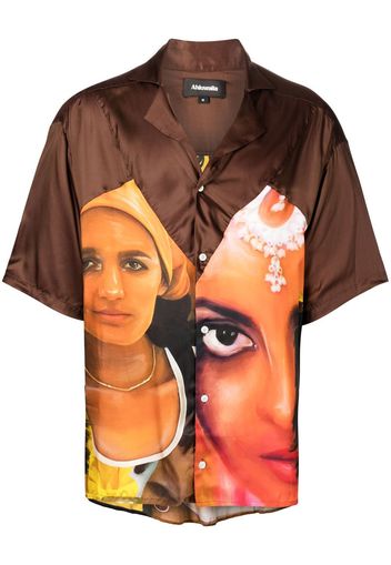 Ahluwalia graphic-print short-sleeved shirt - Marrone