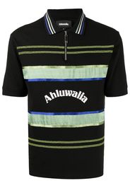 Ahluwalia logo-print zip-up polo shirt - Nero