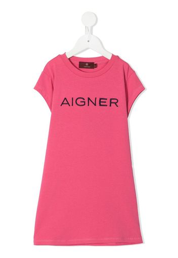 logo-embroidered T-shirt dress