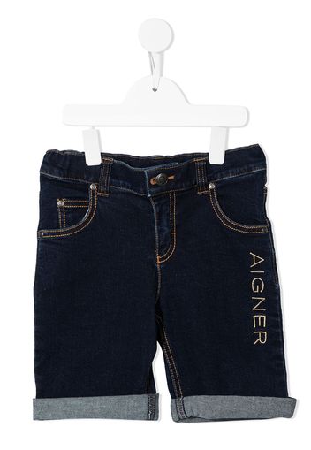 Aigner Kids Shorts con ricamo - Blu