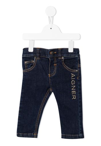 Aigner Kids Jeans dritti con ricamo - Blu