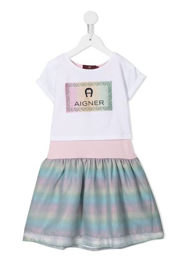 Aigner Kids Set abito con stampa - Bianco