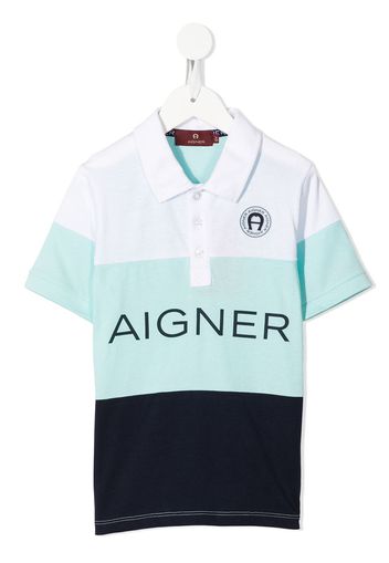 Aigner Kids Polo con stampa - Blu