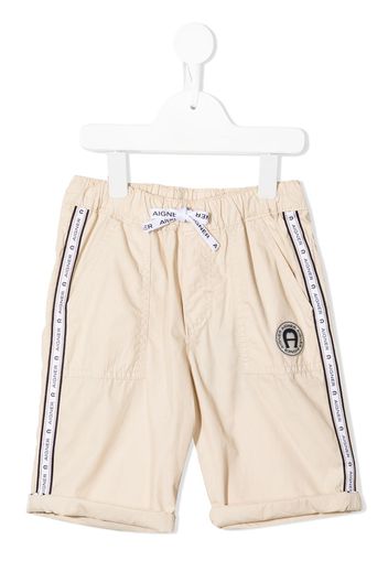 Aigner Kids logo-tape detail shorts - Marrone