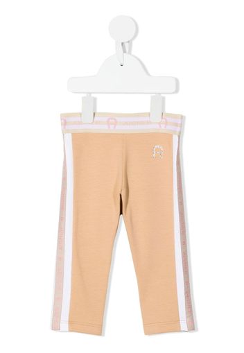 Aigner Kids logo-tape leggings - Marrone