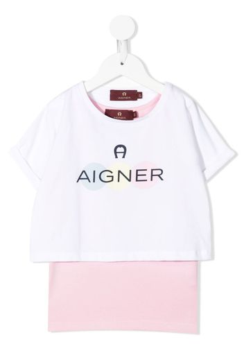 Aigner Kids layered logo-print T-shirt vest - Bianco