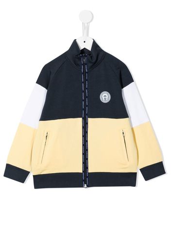 Aigner Kids colour-block zip-up jacket - Blu