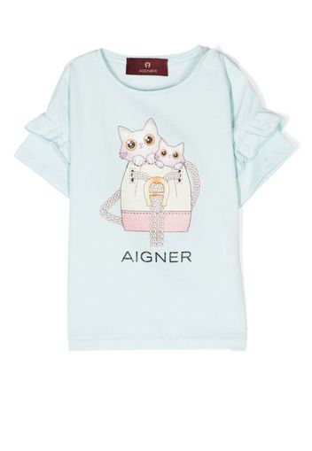 Aigner Kids T-shirt con stampa - Blu