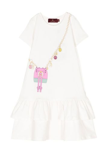 Aigner Kids bag-print short-sleeved dress - Bianco