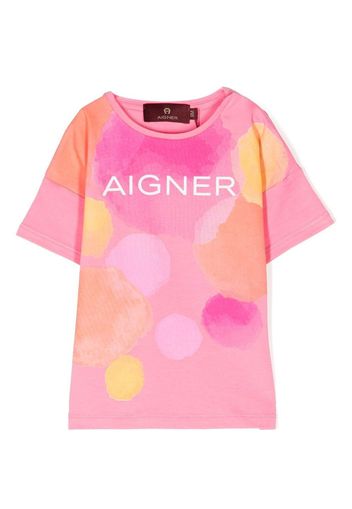 Aigner Kids logo-print cotton T-shirt - Rosa