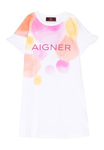 Aigner Kids abstract-print short-sleeved dress - Bianco