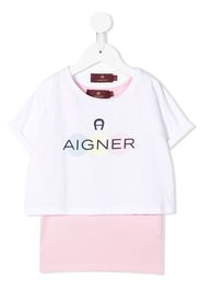 Aigner Kids layered logo-print T-shirt vest - Bianco