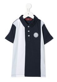 Aigner Kids logo-patch striped polo shirt - Blu