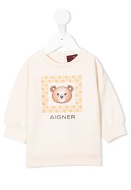 Aigner Kids logo-print long-sleeved jumper - Toni neutri