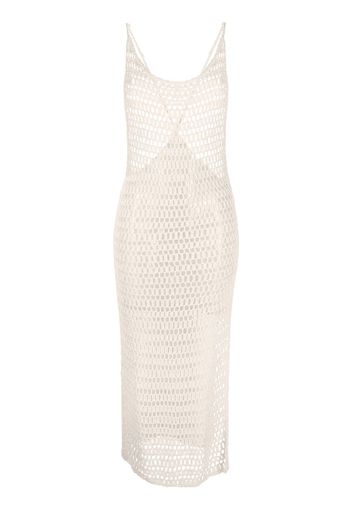 AKOIA SWIM fully-perforated knitted midi dress - Toni neutri