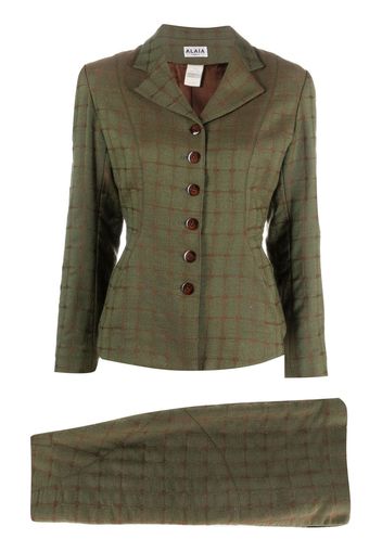 Alaïa Pre-Owned 1980 checked skirt suit - Verde