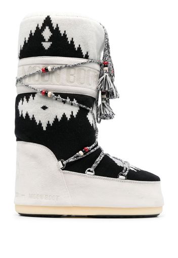 Alanui x Moonboot Stivali da neve Icon Knit - Bianco