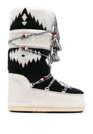 Alanui x Moonboot Stivali da neve Icon Knit - Bianco