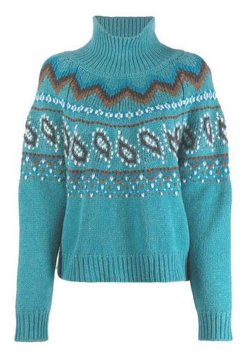 Alanui virgin wool jacquard high-neck jumper - Blu